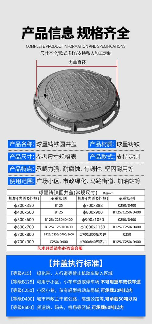 700防沉降井盖国标 重型双层电力圆形沟盖 球墨铸铁材质 荷载能力强